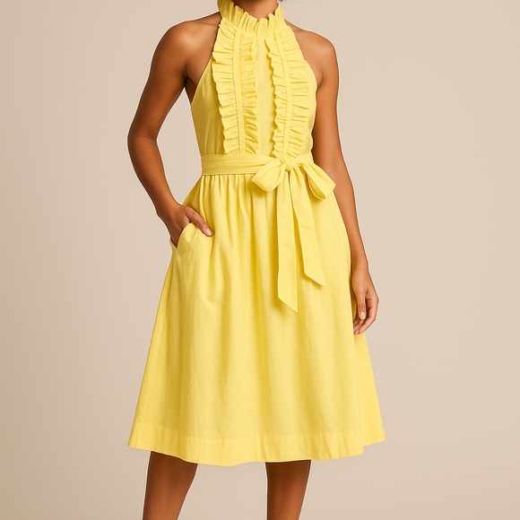 Dresses & Skirts - Elegant Backless Yellow Dress